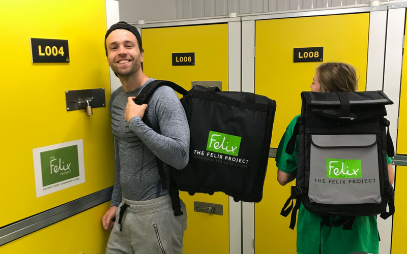 volunteers collecting courier bags from Urban Locker self storage