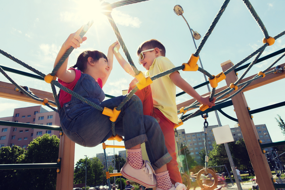 children playing on climbing frame